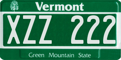VT license plate XZZ222
