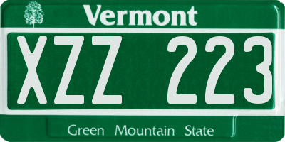 VT license plate XZZ223