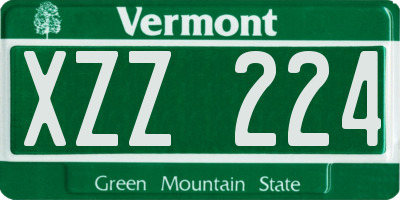 VT license plate XZZ224