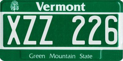 VT license plate XZZ226