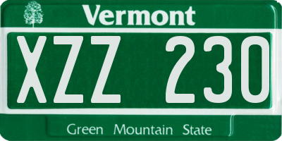 VT license plate XZZ230