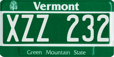 VT license plate XZZ232