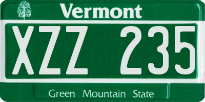 VT license plate XZZ235