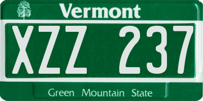 VT license plate XZZ237
