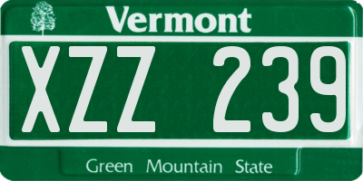 VT license plate XZZ239