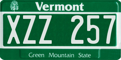 VT license plate XZZ257