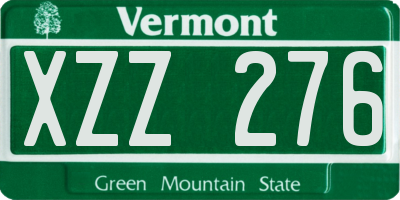 VT license plate XZZ276