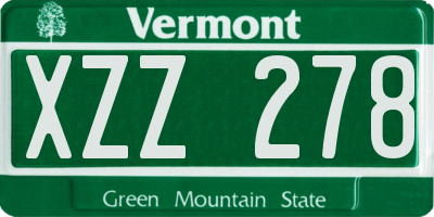 VT license plate XZZ278