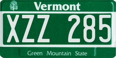 VT license plate XZZ285