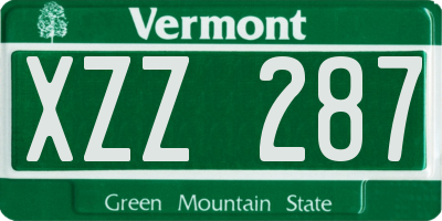 VT license plate XZZ287