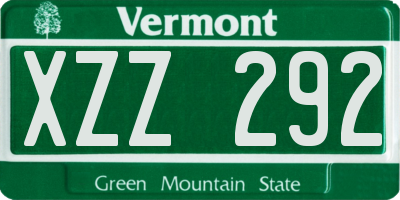 VT license plate XZZ292