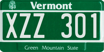VT license plate XZZ301