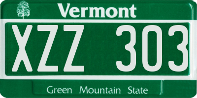 VT license plate XZZ303
