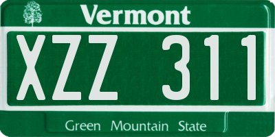 VT license plate XZZ311