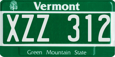 VT license plate XZZ312