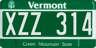VT license plate XZZ314