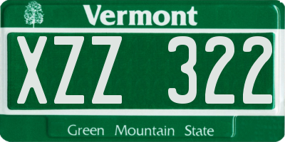 VT license plate XZZ322