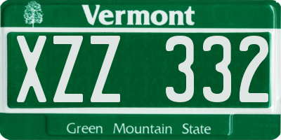 VT license plate XZZ332