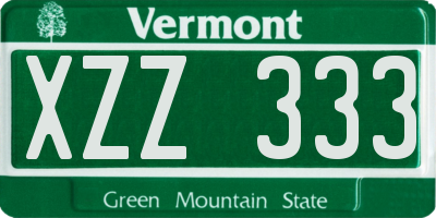 VT license plate XZZ333