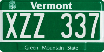 VT license plate XZZ337