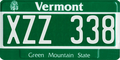 VT license plate XZZ338