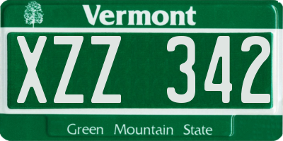 VT license plate XZZ342