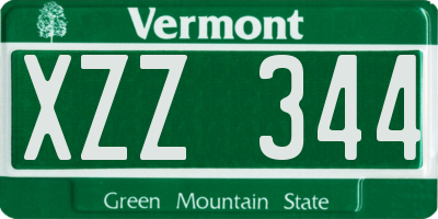 VT license plate XZZ344