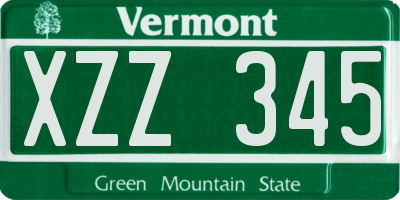 VT license plate XZZ345