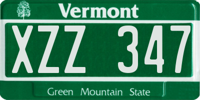 VT license plate XZZ347