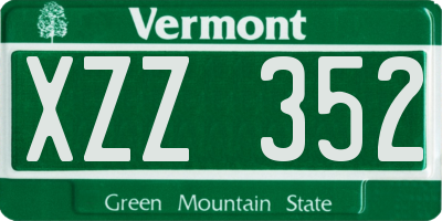VT license plate XZZ352
