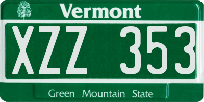 VT license plate XZZ353