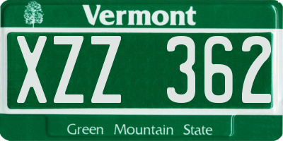 VT license plate XZZ362