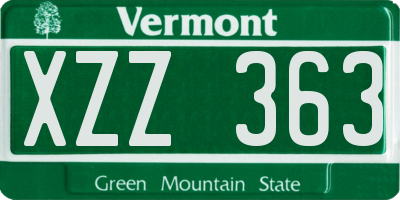 VT license plate XZZ363