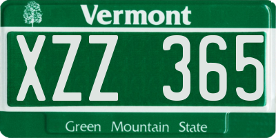 VT license plate XZZ365