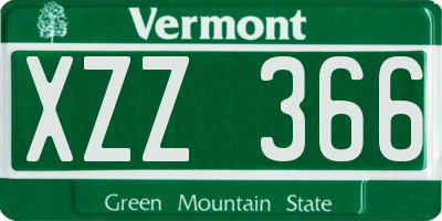 VT license plate XZZ366