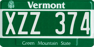 VT license plate XZZ374
