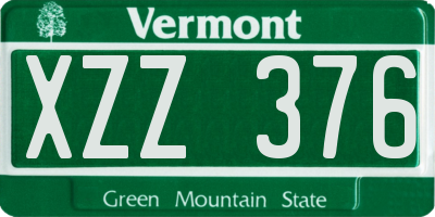 VT license plate XZZ376