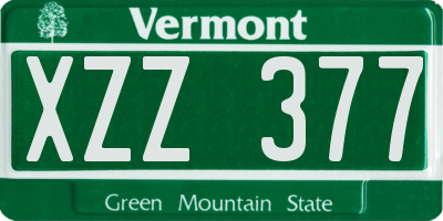 VT license plate XZZ377