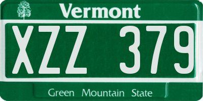 VT license plate XZZ379