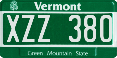 VT license plate XZZ380