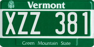 VT license plate XZZ381