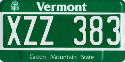 VT license plate XZZ383