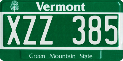 VT license plate XZZ385