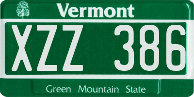 VT license plate XZZ386