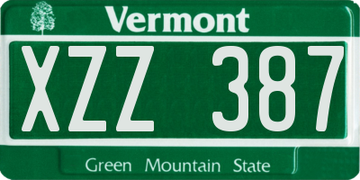 VT license plate XZZ387