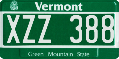 VT license plate XZZ388