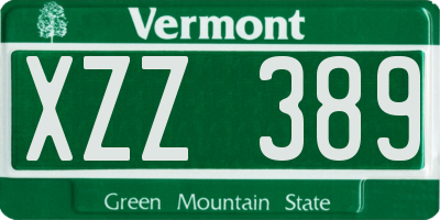 VT license plate XZZ389