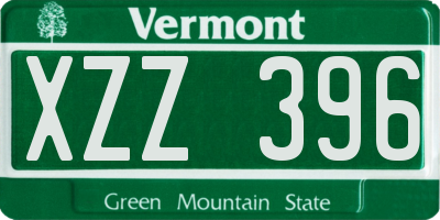 VT license plate XZZ396