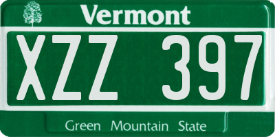 VT license plate XZZ397
