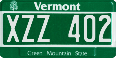 VT license plate XZZ402